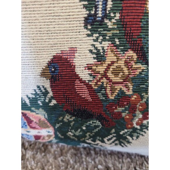 Needlepoint Tapestry Wreath Throw Pillow Nutcracker Angel Cardinal Christmas - Picture 6 of 13